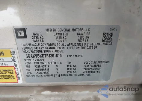 2015 Buick Enclave Leather из США, поврежденный, VIN 5GAKVBKD7FJ361610